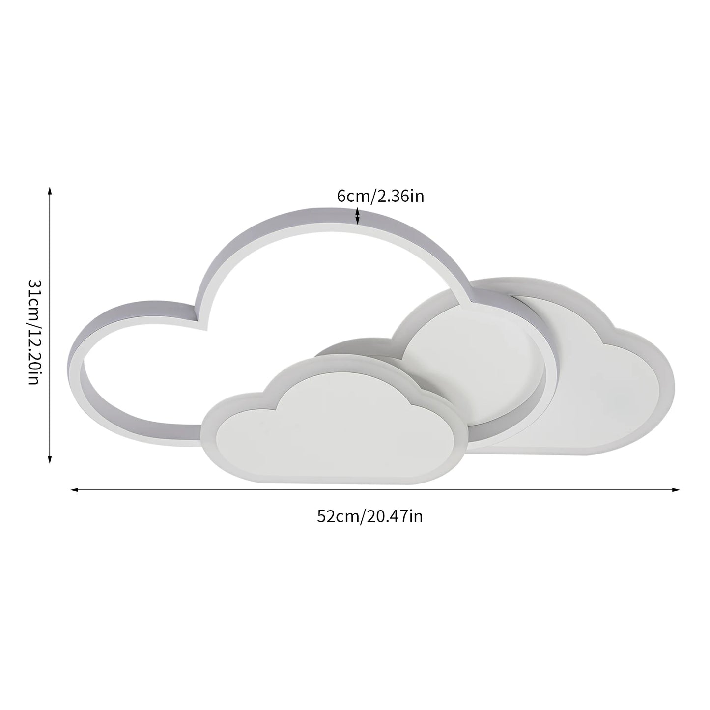 85-265V Cloud Shape LED Ceiling Light 3 Color Dimming Suitable for Bedrooms, Living Rooms