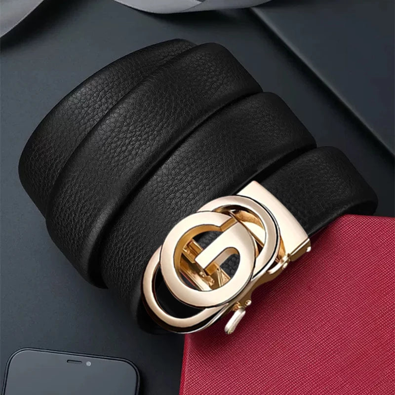 JIFANPAUL Luxury Genuine Leather Belt for Men High Quality Cowskin Fashion Strap