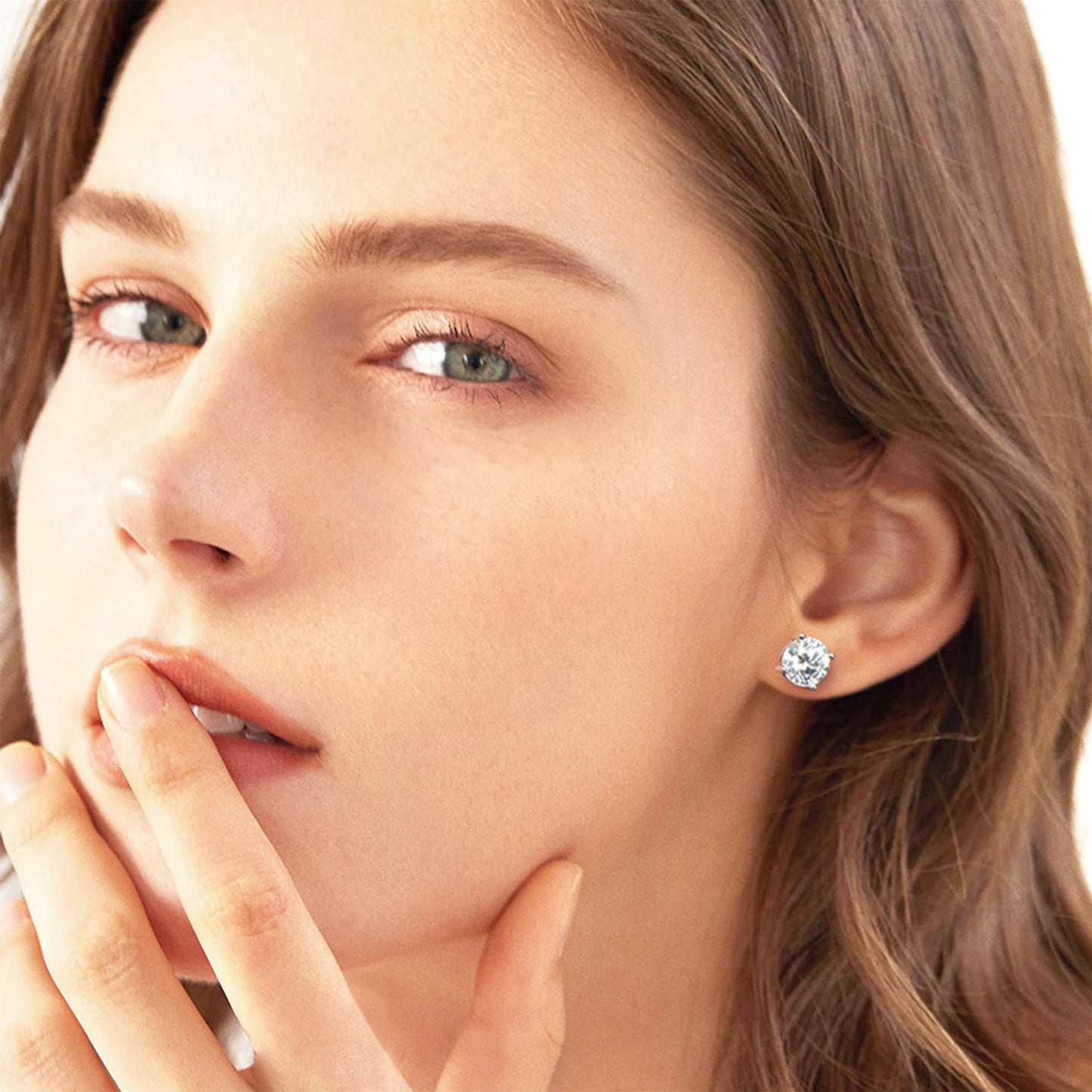 925 Sterling Silver Moissanite Stud Earrings for Men and Women in 6mm 7mm 8mm Sizes