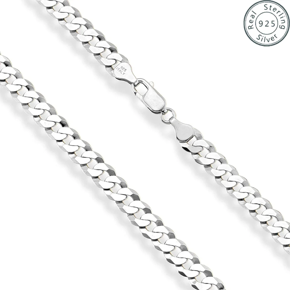 7mm Men's Cuban Link 925 Sterling Silver Necklace Hip Hop Chain Jewelry Ships from USA