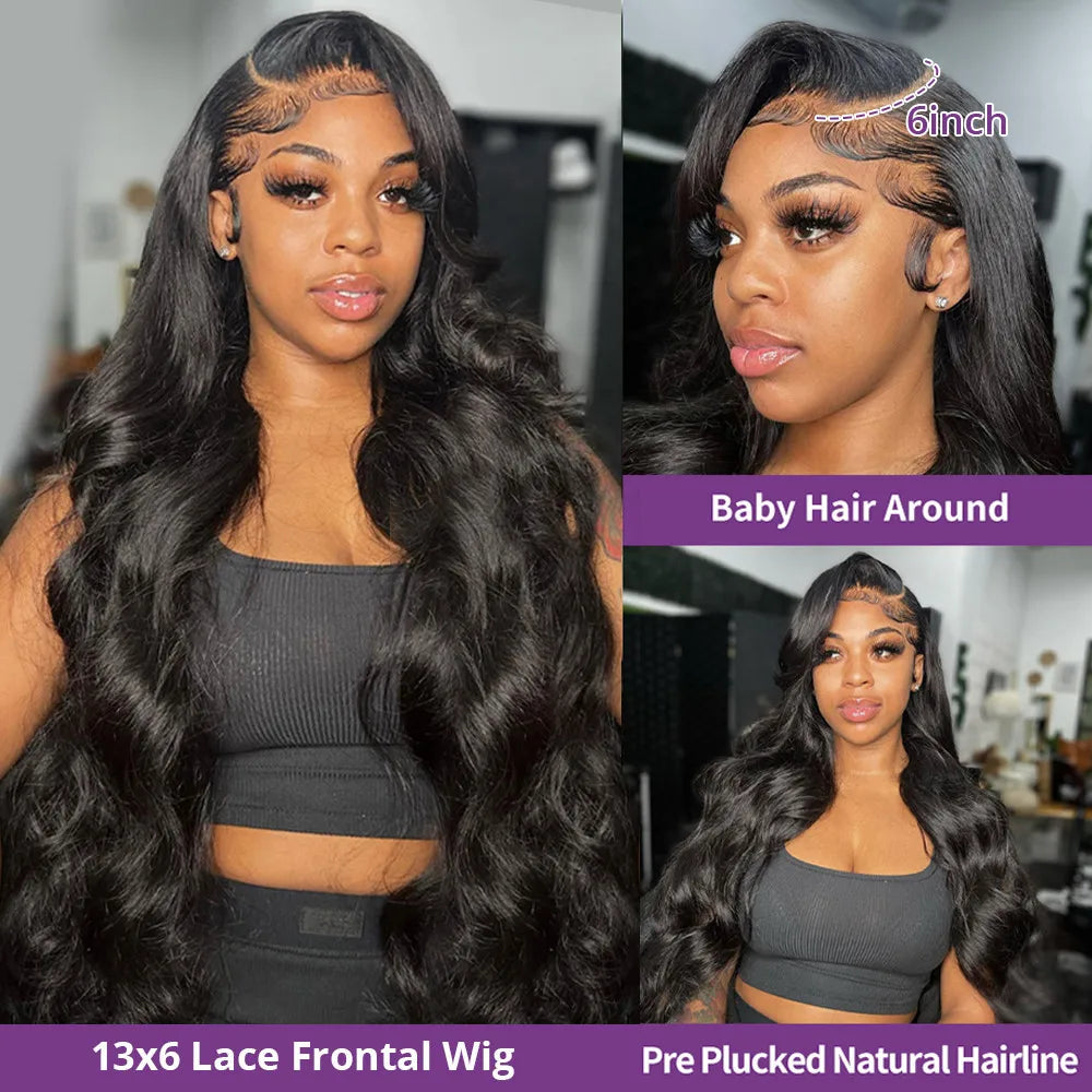 13x6 HD Lace Frontal Wig Body Wave Brazilian Human Hair for Black Women 30-40 Inch