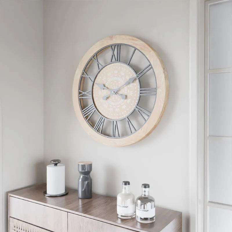 Bohemian Wind and Iron Wood Combined with Creative Wall Clock