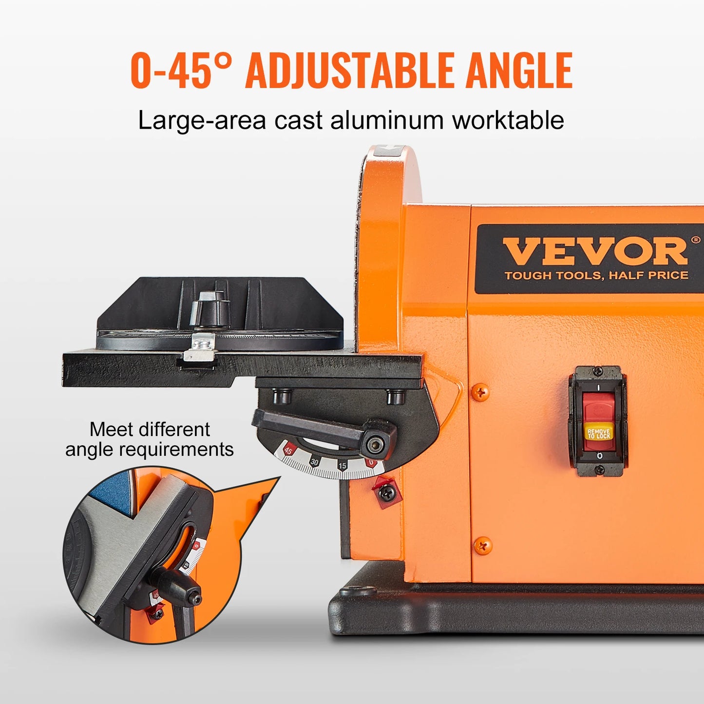 VEVOR Belt Disc Sander Combo with 5A/4.3A/2.5A Induction Motor Belt Sanding Machine Woodworking Deburring Grinder Combo Bench