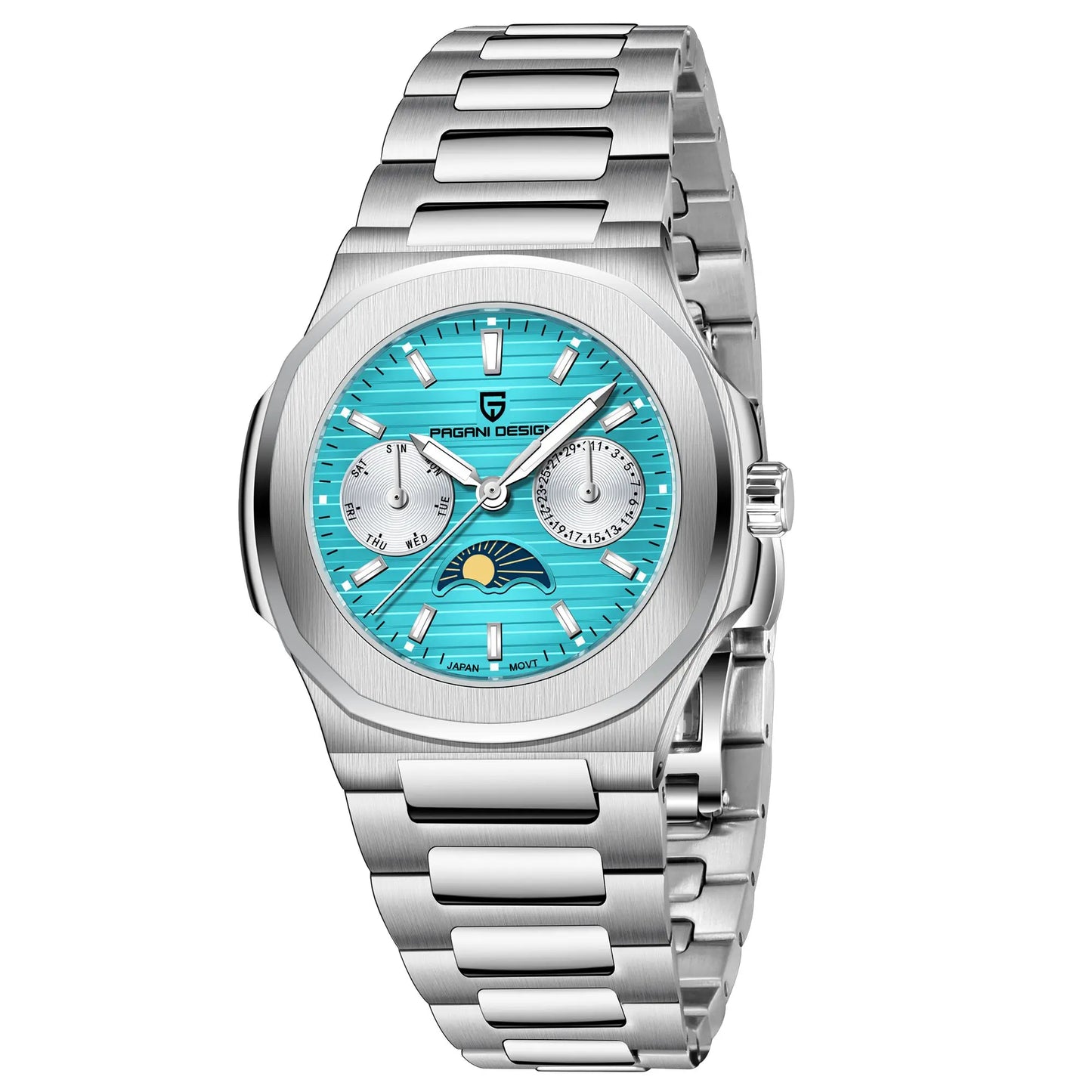 2024 New PAGANI DESIGN Men's Moon Phase Quartz Watch Sapphire Waterproof Automatic Gift
