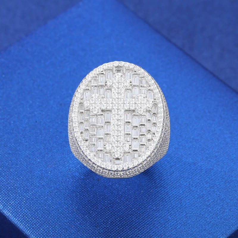 S925 Moissanite Jesus Head Ring for Men and Women Fashion Religious Amulet Jewelry