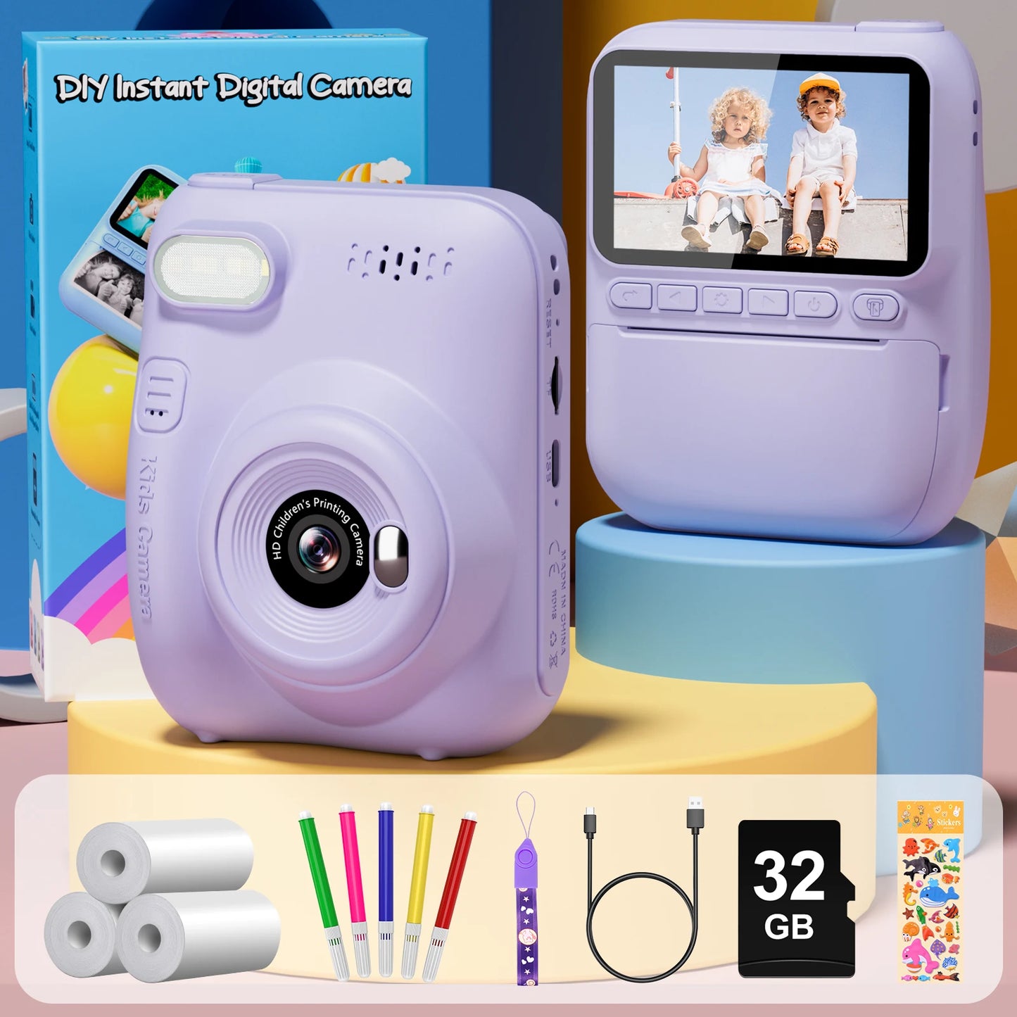 Gofunly Kids Instant Print Camera Mini Digital 1080P Video Recorder for Ages 6 to 12