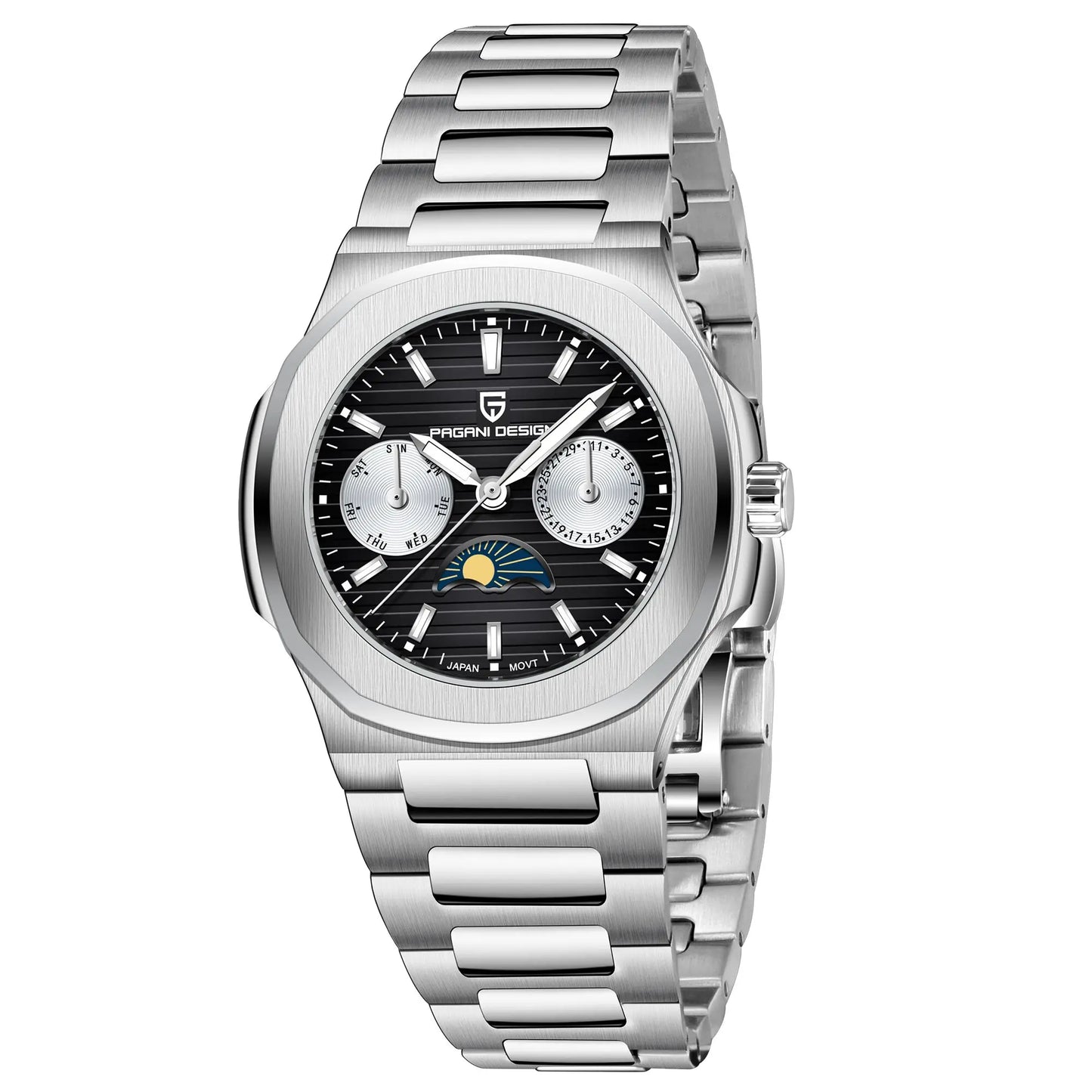 2024 New PAGANI DESIGN Men's Moon Phase Quartz Watch Sapphire Waterproof Automatic Gift