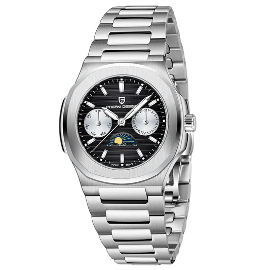 2024 New PAGANI DESIGN Men's Moon Phase Quartz Watch Sapphire Waterproof Automatic Gift