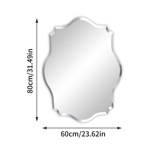 40-120CM Beveled Edge Frameless Unframed Bathroom Mirror with Hanging Fixings Vanity Mirror for Bathroom, Living Room Entryway