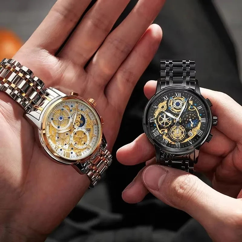 LIGE Luxury Waterproof Men's Watch with Luminous Date Stainless Steel Chronograph