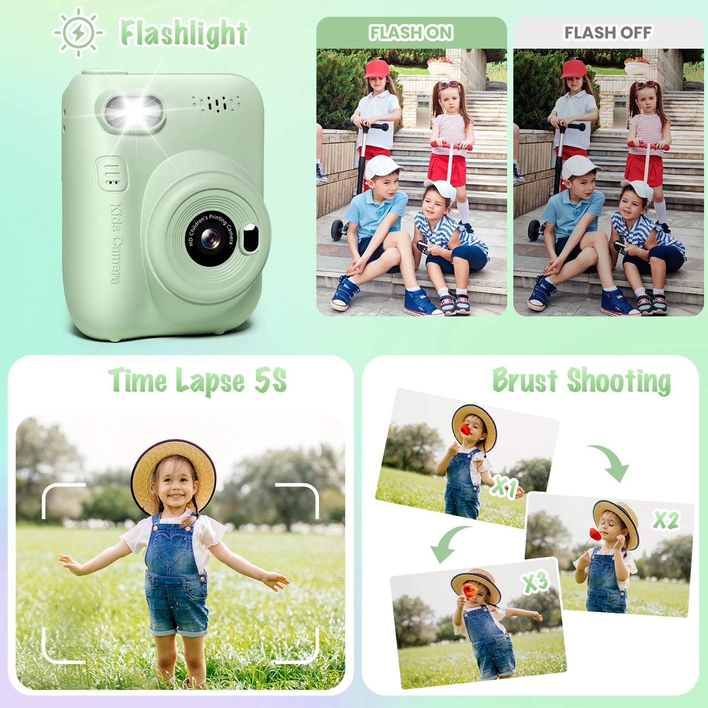 Gofunly Kids Instant Print Camera Mini Digital 1080P Video Recorder for Ages 6 to 12