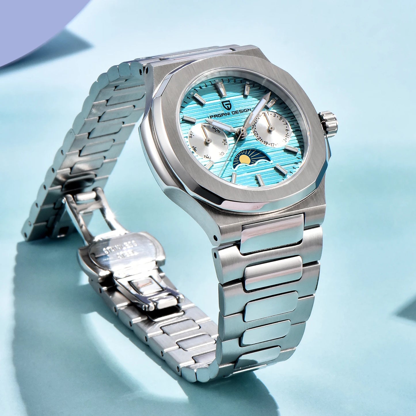 2024 New PAGANI DESIGN Men's Moon Phase Quartz Watch Sapphire Waterproof Automatic Gift