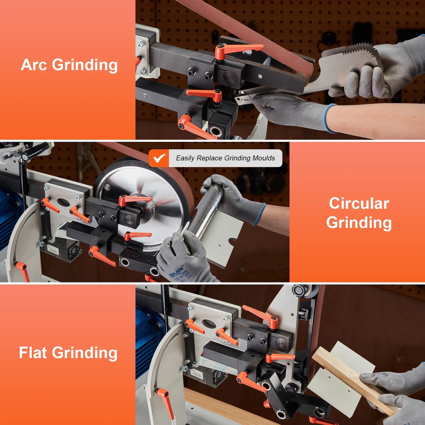 VEVOR 1500W Variable Speed Belt Grinder Sander Polisher with Grinding Moulds and Belts