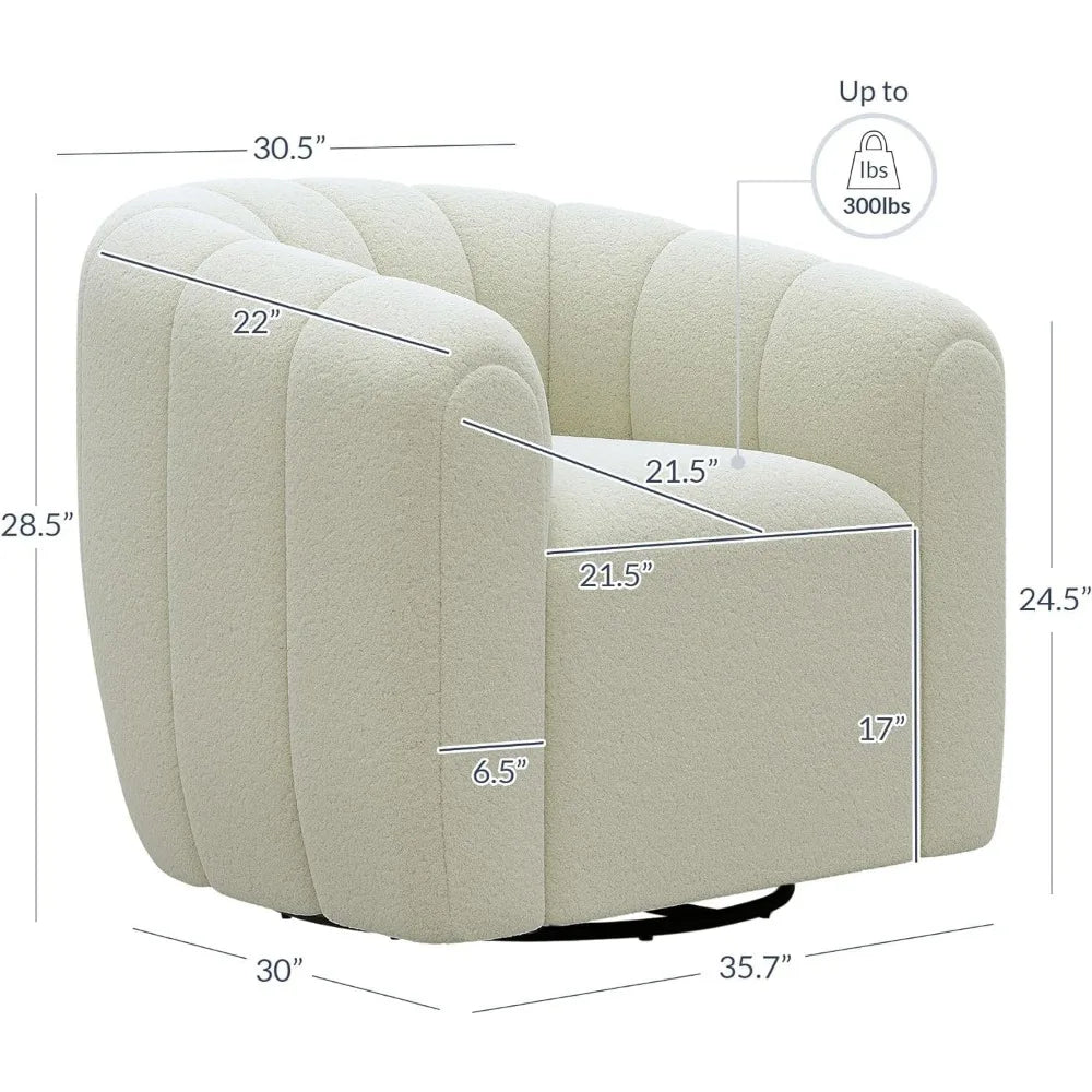 Modern Swivel Accent Chair, Round Barrel Armchairs with Wide Upholstered, Comfy Swivel Accent Chair for Living Room Office Bedr