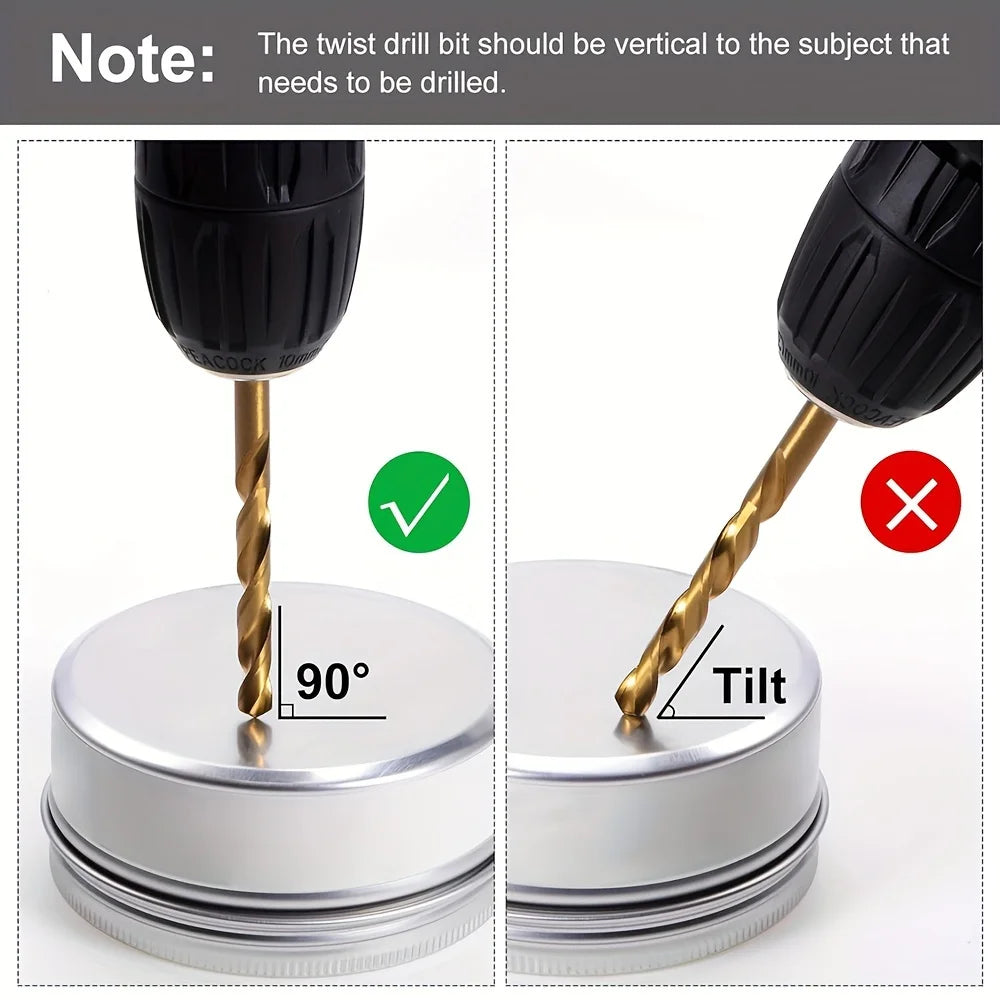Titanium Impact Drill Bit Set -30 Pcs Hex Shank HSS,1/16"-1/2"Hex Shank Drill Bit Set,Quick Change Design,for Wood,Steel,Metal
