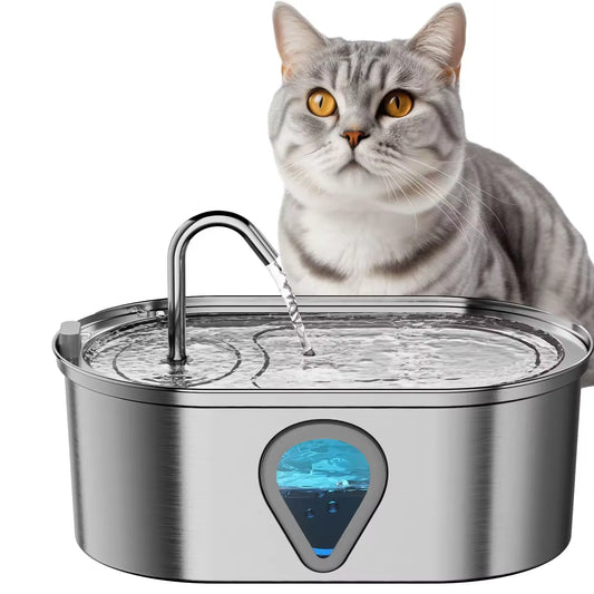3.5L Automatic Stainless Steel Pet Water Dispenser with LED Lighting for Cats