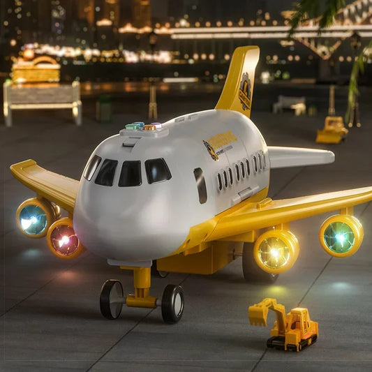 Large Inertia Toy Airplane with Lights and Music for Kids Big Passenger Plane Gift