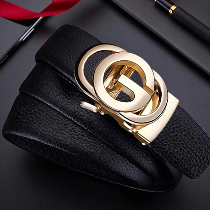 JIFANPAUL Luxury Genuine Leather Belt for Men High Quality Cowskin Fashion Strap