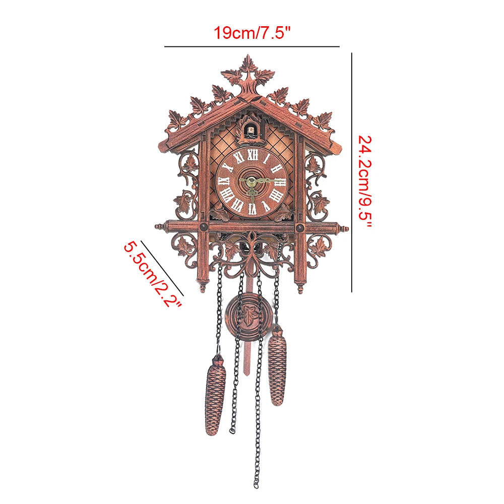 New Wooden Wall Clock Hanging Clock Antique Swing Pendulum Three-Dimensional Appearance Wall Clock for Living Room