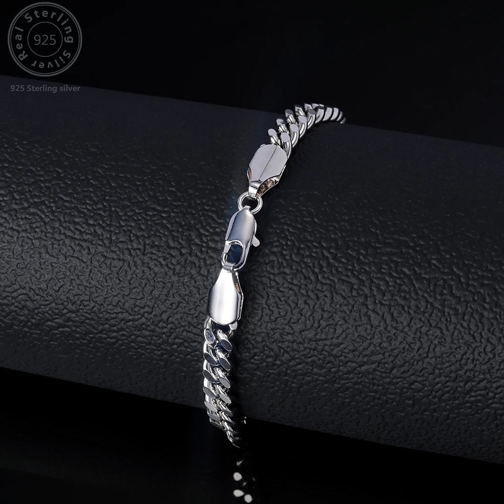 925 Sterling Silver Handmade 4mm Snake Chain Bracelet for Men and Women