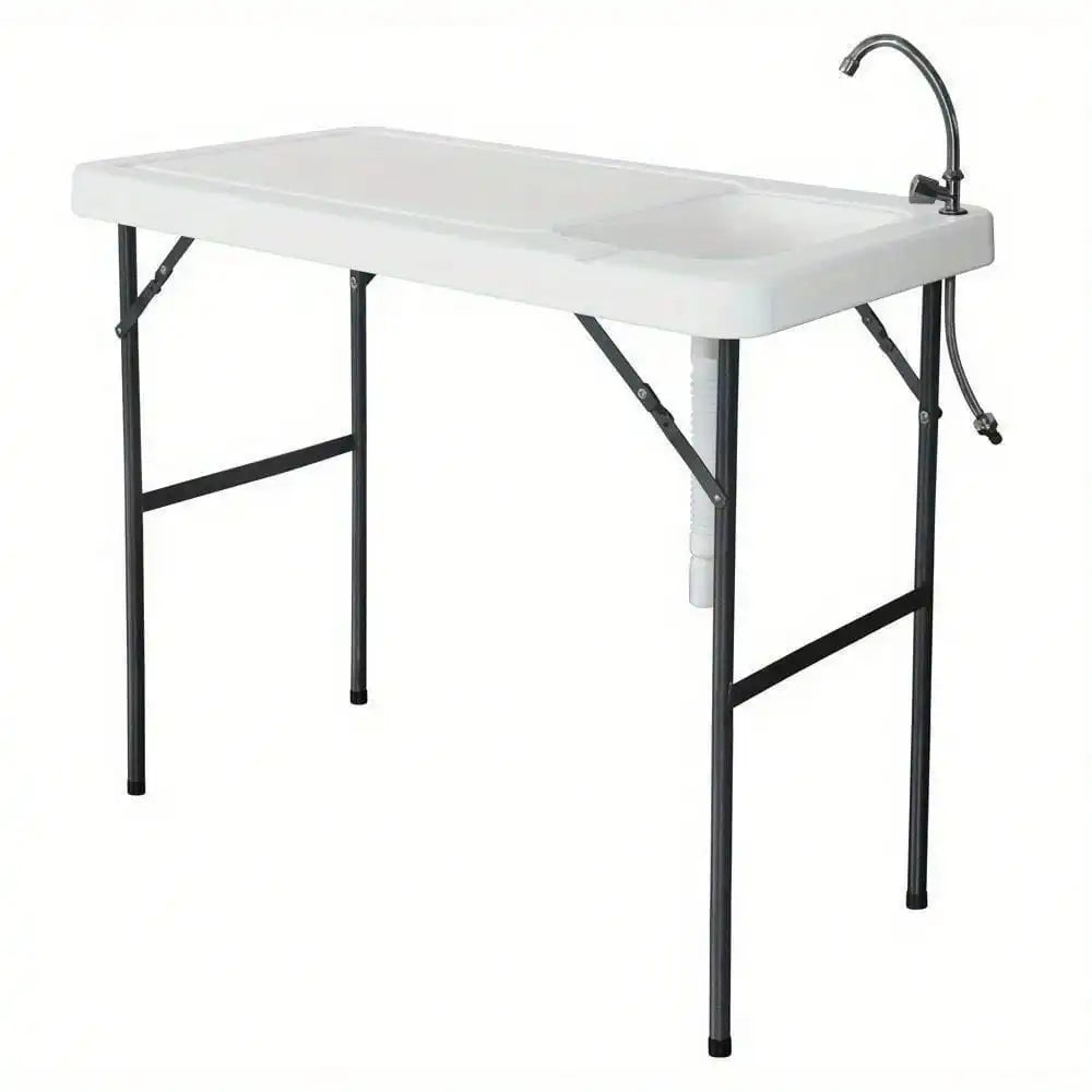 Folding Fish Cleaning Table with Sink and Faucet Portable Outdoor Camping Station