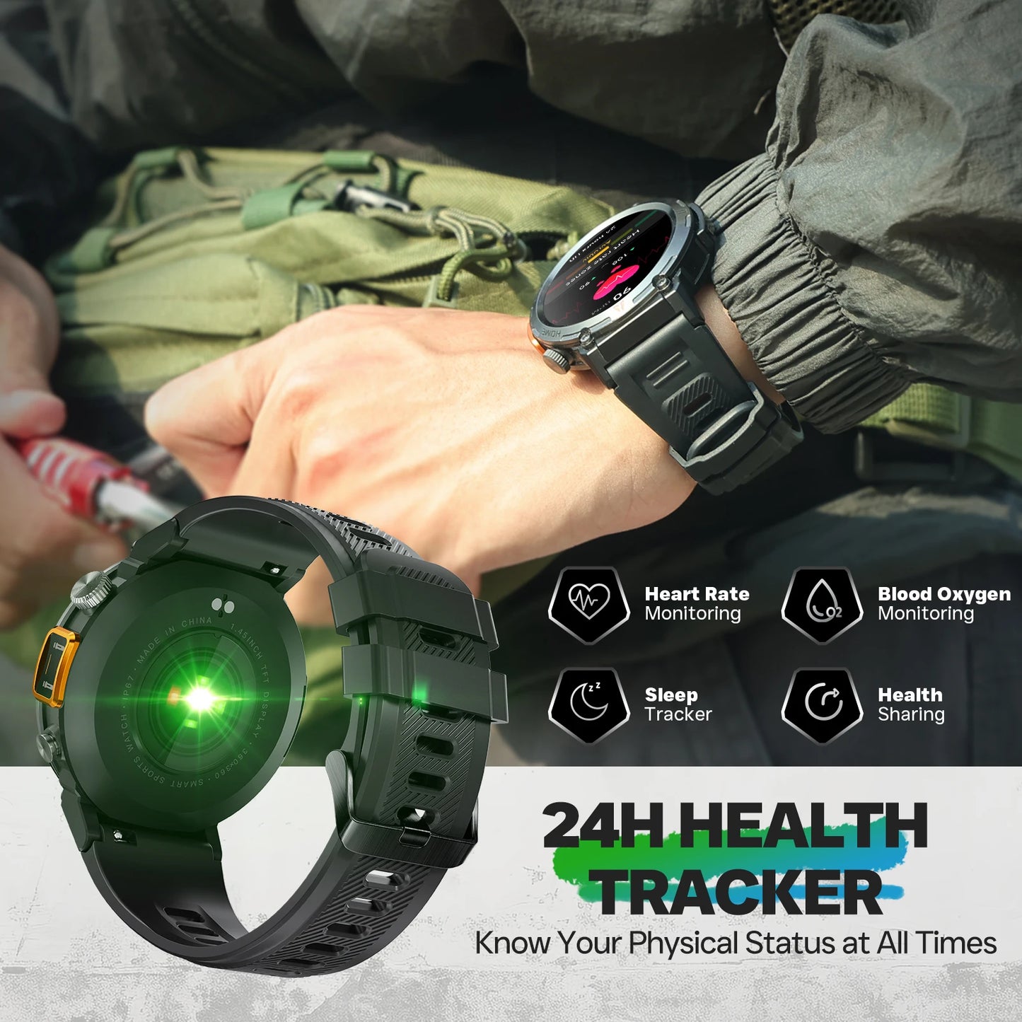 EIGIIS 2024 KE3 Bluetooth Call Smart Watch for Men with Health Monitor and Full Touch Screen