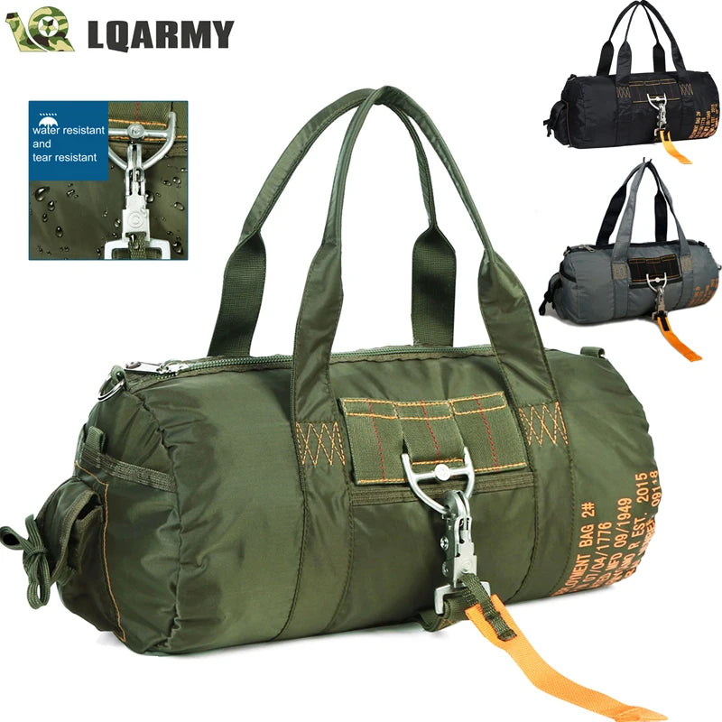 LQARMY Tactical Parachute Duffle Bag 1000D Nylon Outdoor Travel and Camping Crossbody Bag