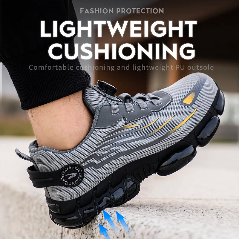 Breathable Lace-Free Soft Sole Safety Shoes for Men with Anti-Smash and Anti-Puncture Features