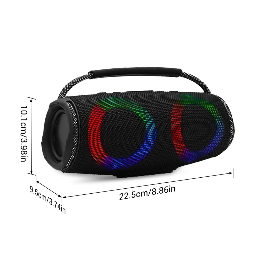 Powerful Bluetooth Speaker with LED Light Portable Outdoor Sound Box Dual Subwoofers