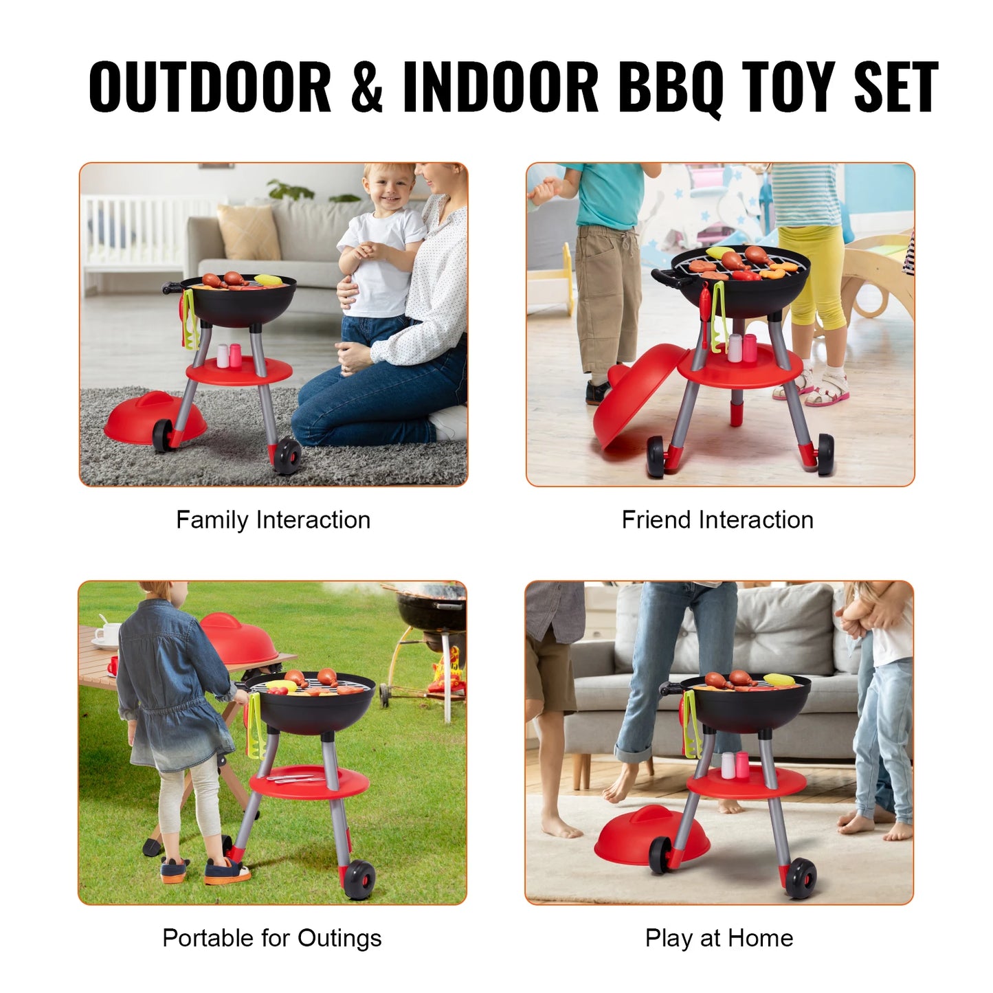 VEVOR 28PCS BBQ Grill Toy Set Montessori Cooking Playset for Kids Birthday Gifts
