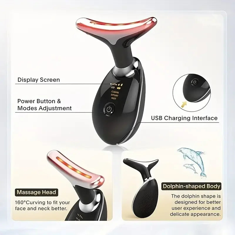 2025 Upgraded Neck Massager Portable USB Charging Dual Ring Roller Lifting Gift for Women
