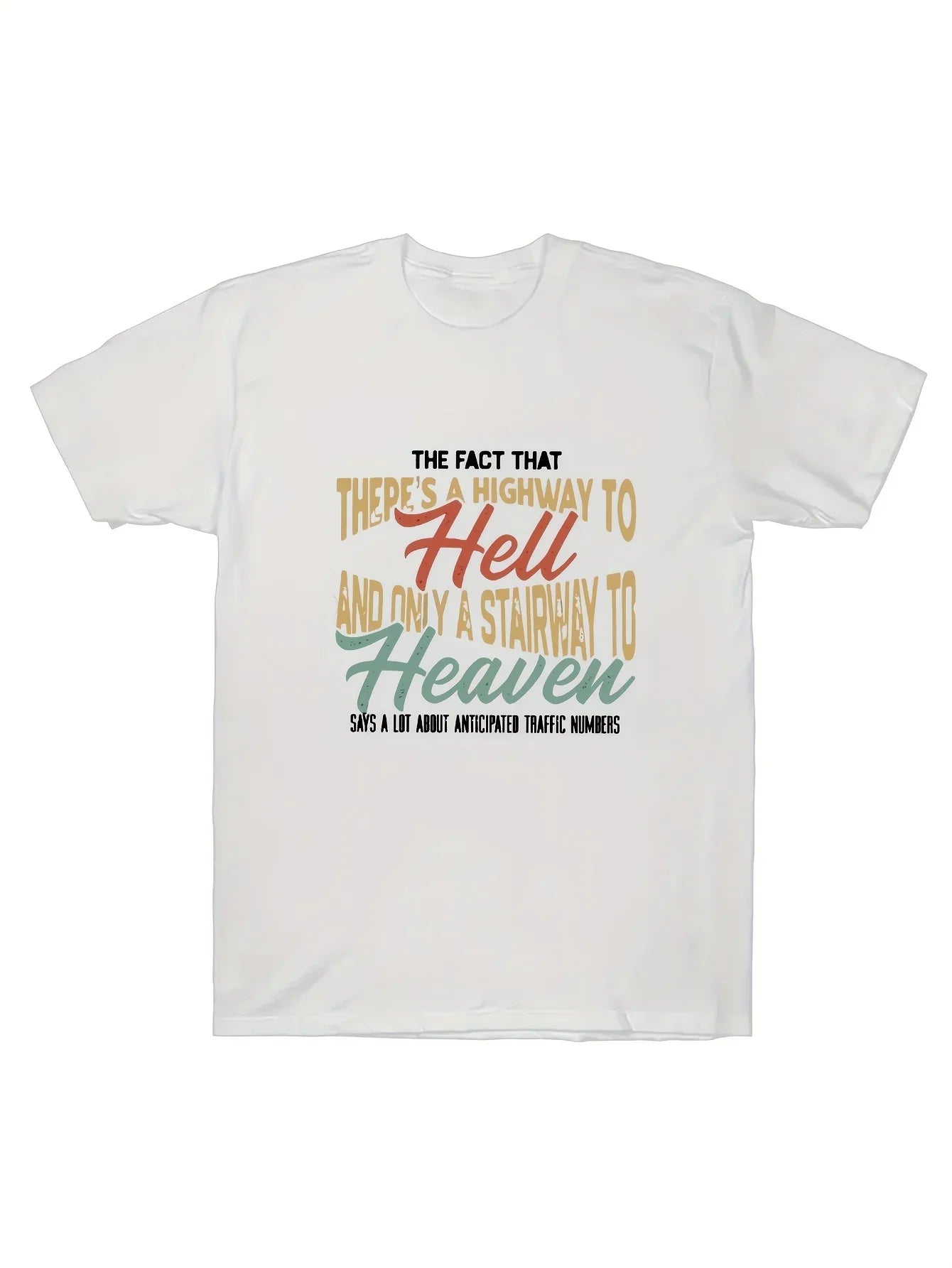 Men's 100 Percent Cotton Hell and Heaven Graphic Tee Casual Round Neck T-Shirt