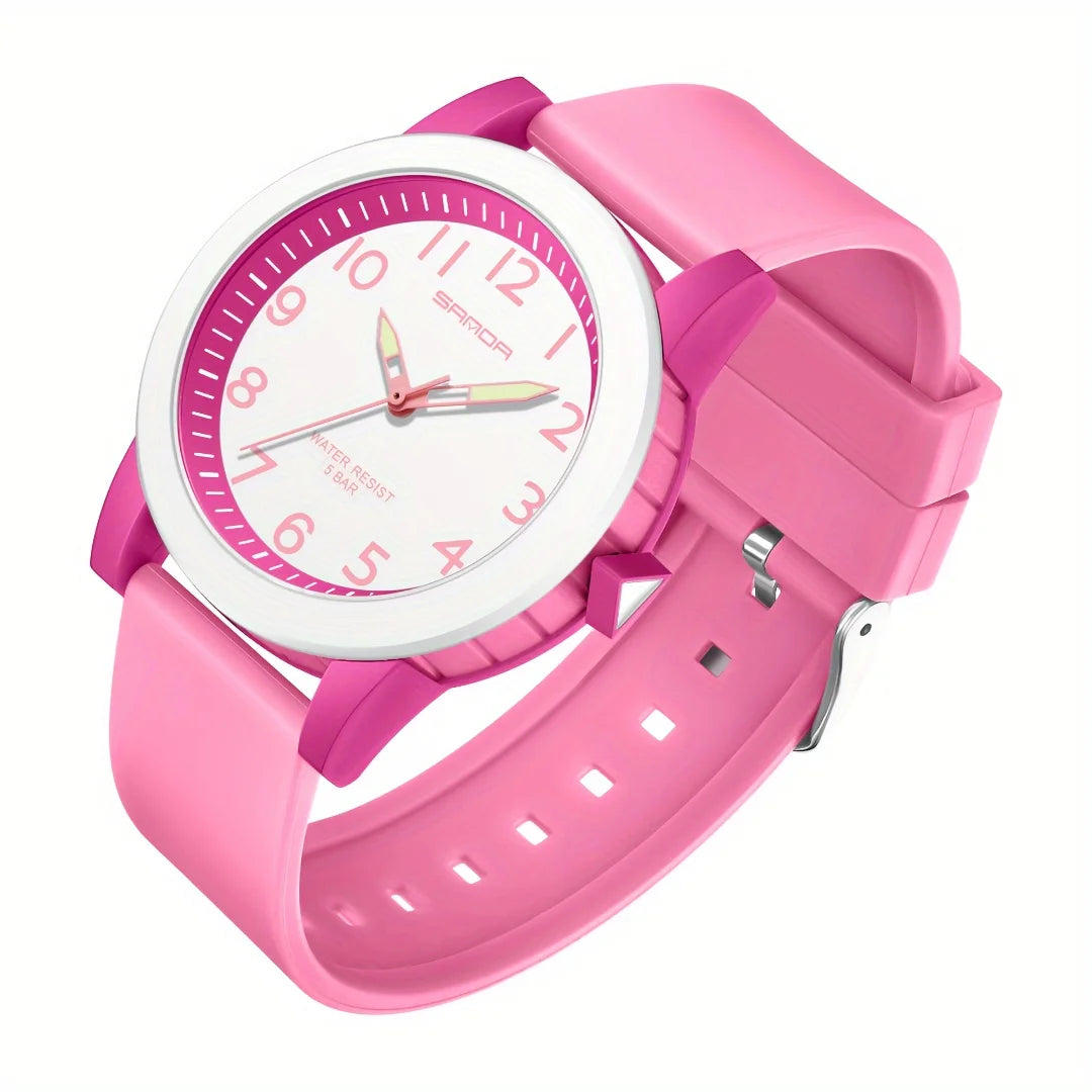 Fashion Casual Quartz Watch for Kids with TPU Strap and Luminous Display Gift Idea