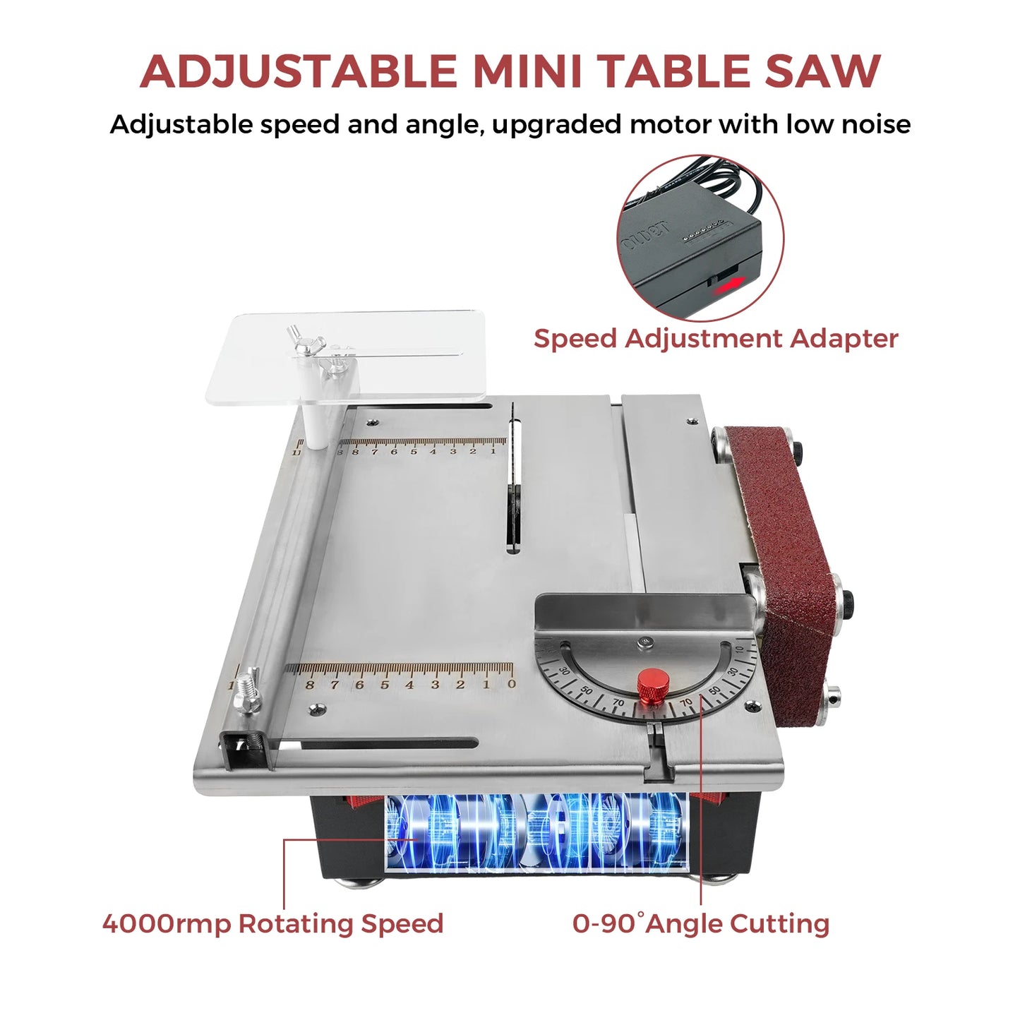 300W Mini Bench Saw and Belt Sander with Variable Speed for DIY Projects