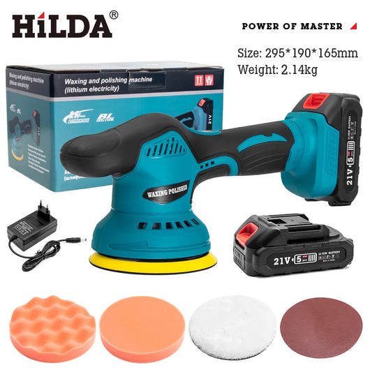 HILDA Cordless Electric Car Polisher with Adjustable Speed and Lithium Battery Power Tools