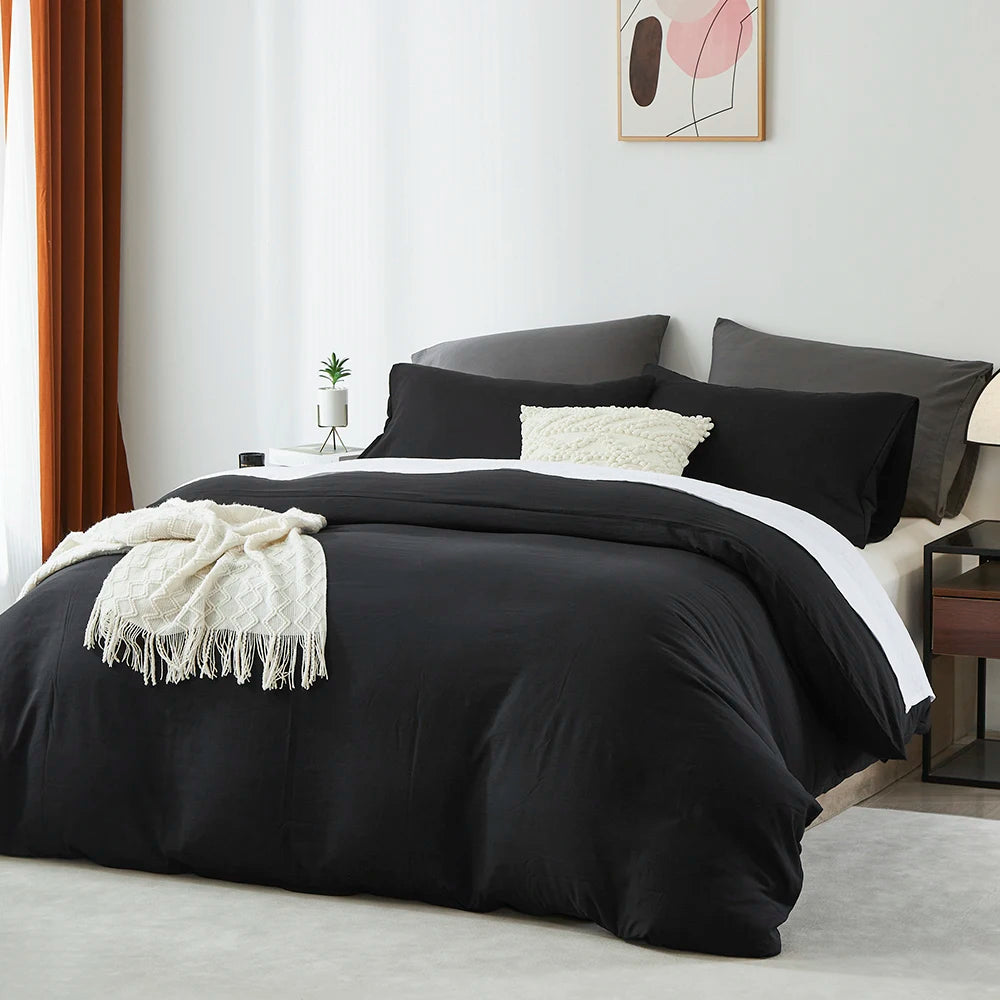 Boho Duvet Cover - Duvet Cover for All Seasons,  Solid Color Chic Home Bedding Duvet Cover, Twin, Full, Queen, King