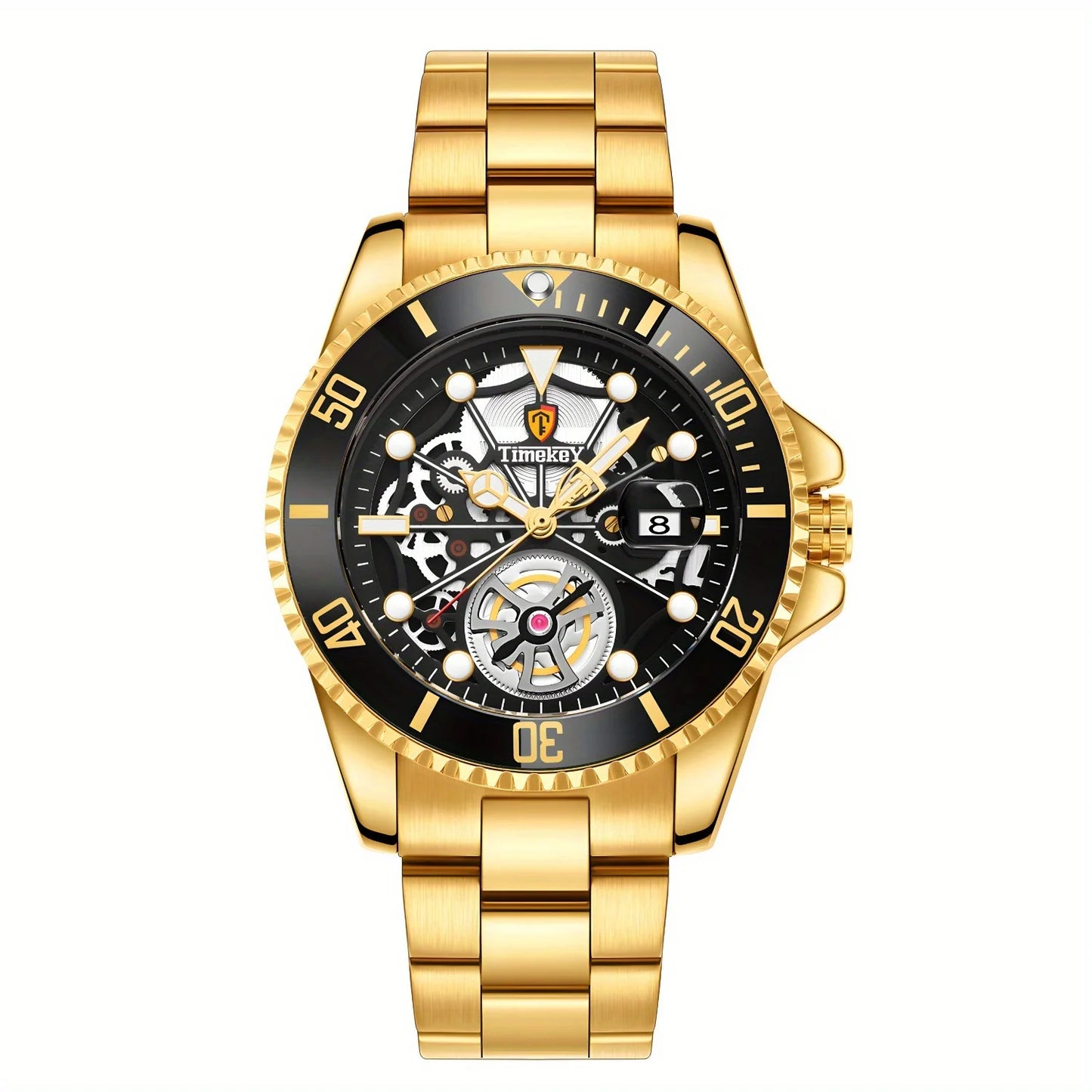 Men's Quartz Watch with Rotating Bezel Luxury Design for Business and Daily Wear