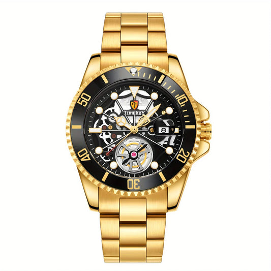 Men's Quartz Watch with Rotating Bezel Luxury Design for Business and Daily Wear