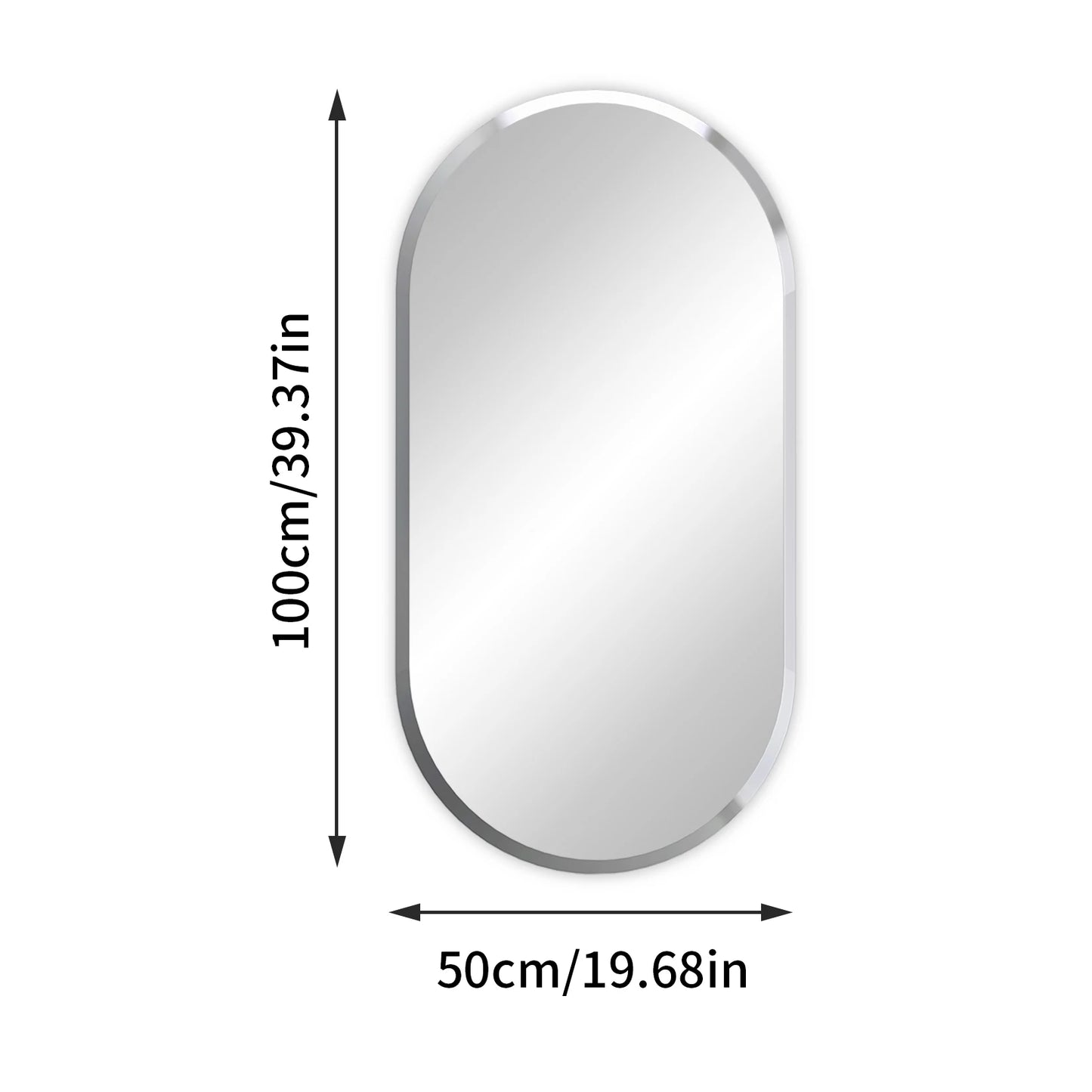 40-120CM Beveled Edge Frameless Unframed Bathroom Mirror with Hanging Fixings Vanity Mirror for Bathroom, Living Room Entryway