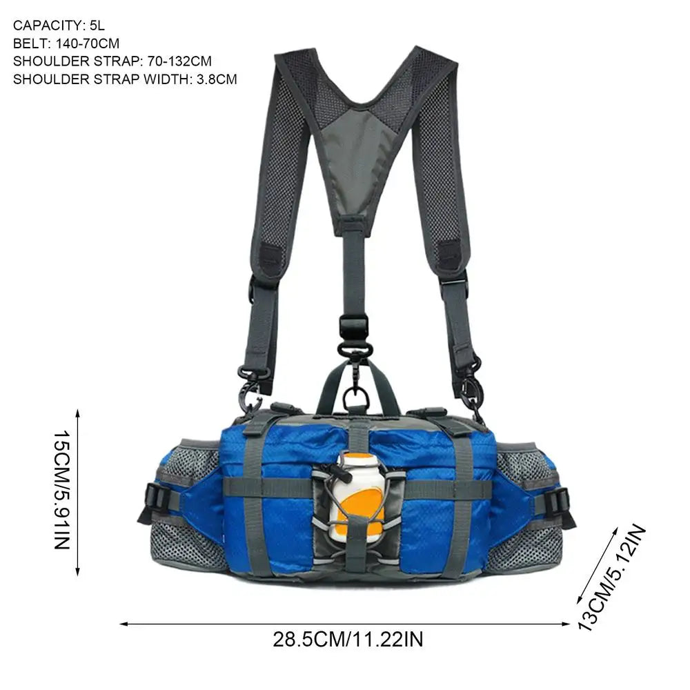 Outdoor Waist Bag with Water Bottle Holders Adjustable Strap for Hiking and Cycling