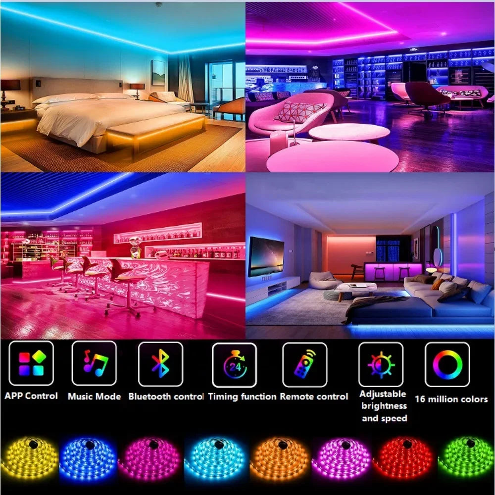 65/50ft LED light bar 5050 RGB color-changing remote controller is suitable for room bar