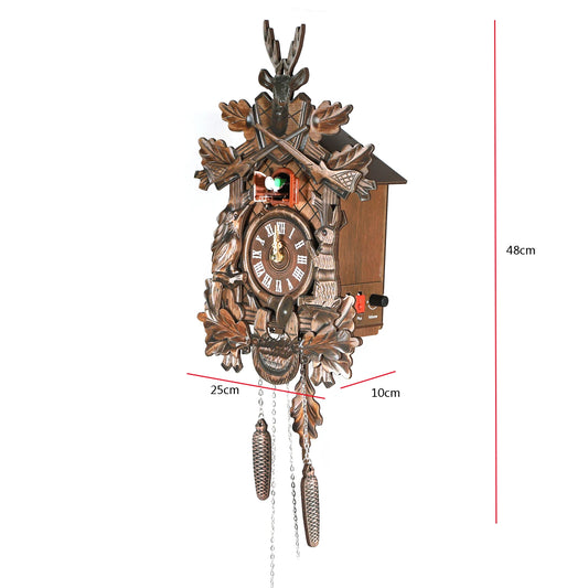 Antique Forest Cuckoo Clock – Silent Pendulum, Adjustable Sound, Deer, Rabbit, and Bird Design