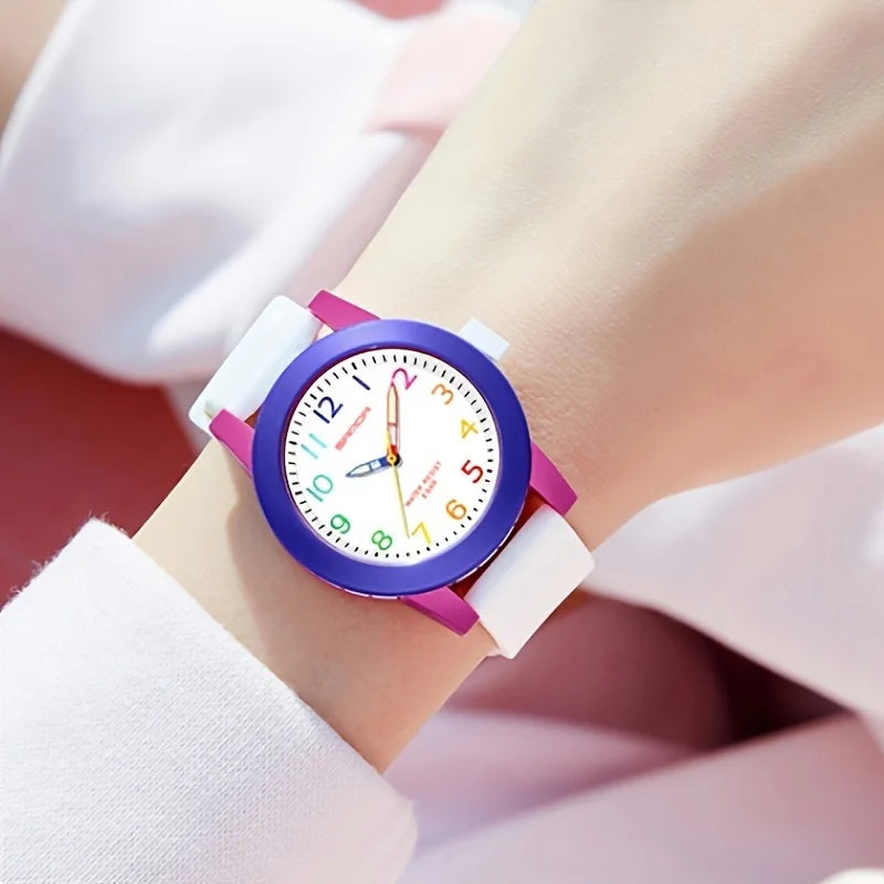 Fashion Casual Quartz Watch for Kids with TPU Strap and Luminous Display Gift Idea