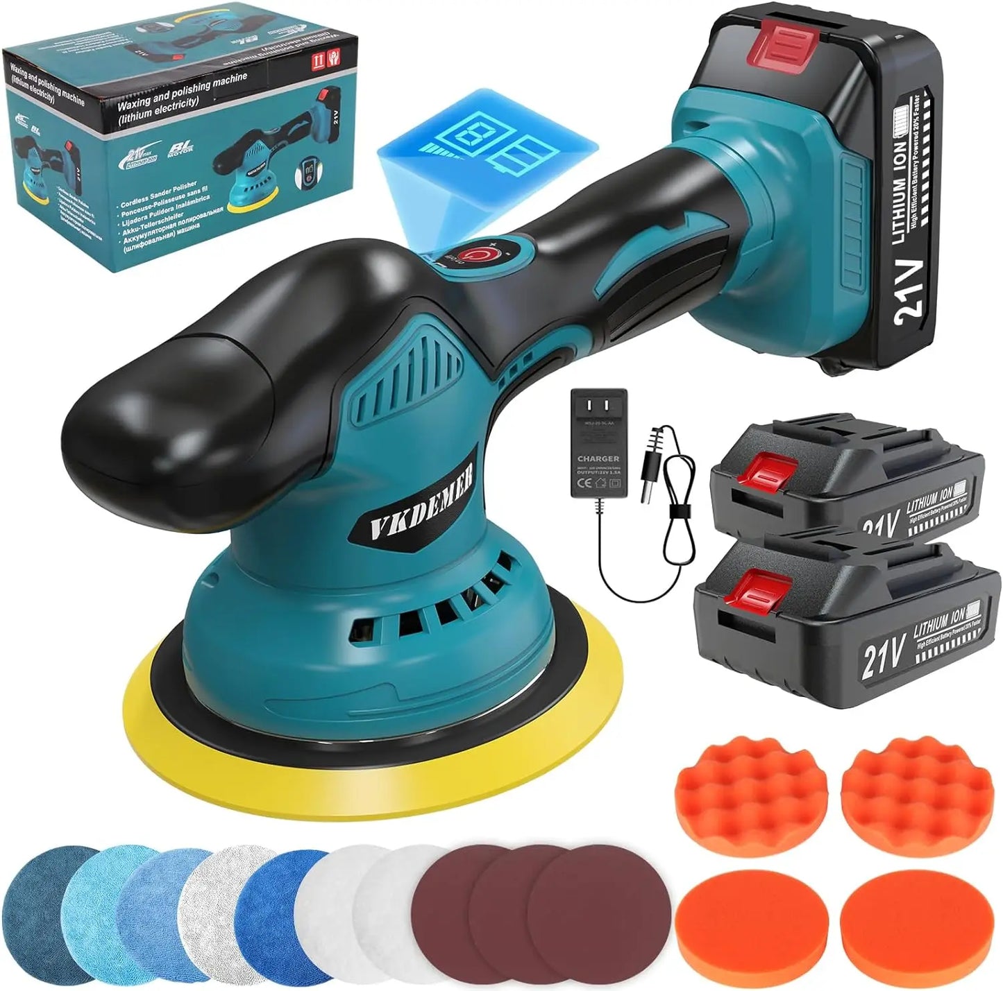 HILDA Cordless Electric Car Polisher with Adjustable Speed and Lithium Battery Power Tools
