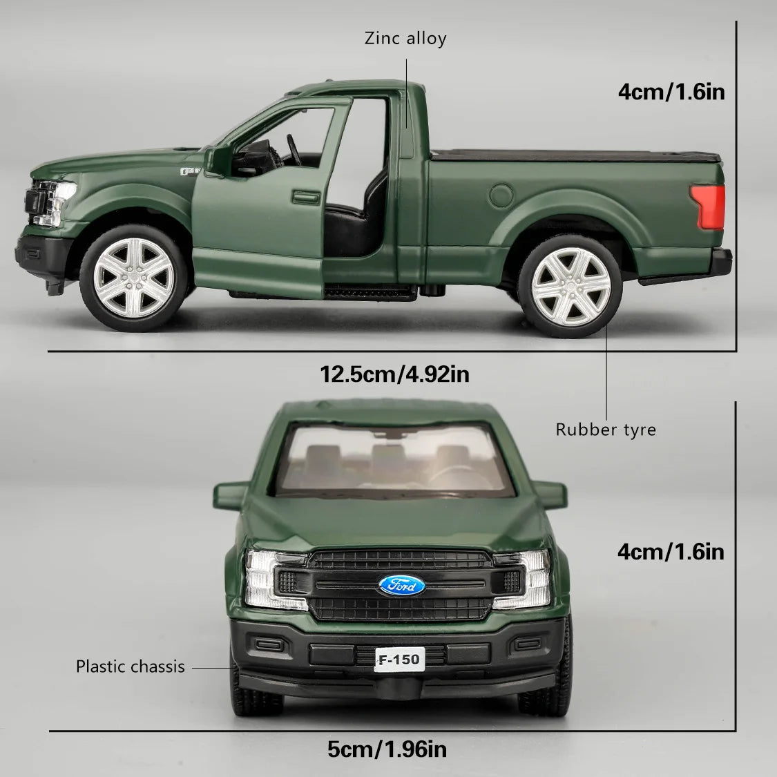 1:36 Ford Ranger Diecast Pull Back Model Car with Opening Doors for Kids and Collectors