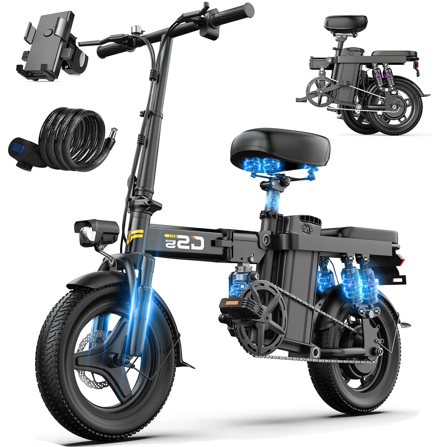 Folding Electric Bike for Adults and Teens 750W Motor 35 Miles Commuter Ebike