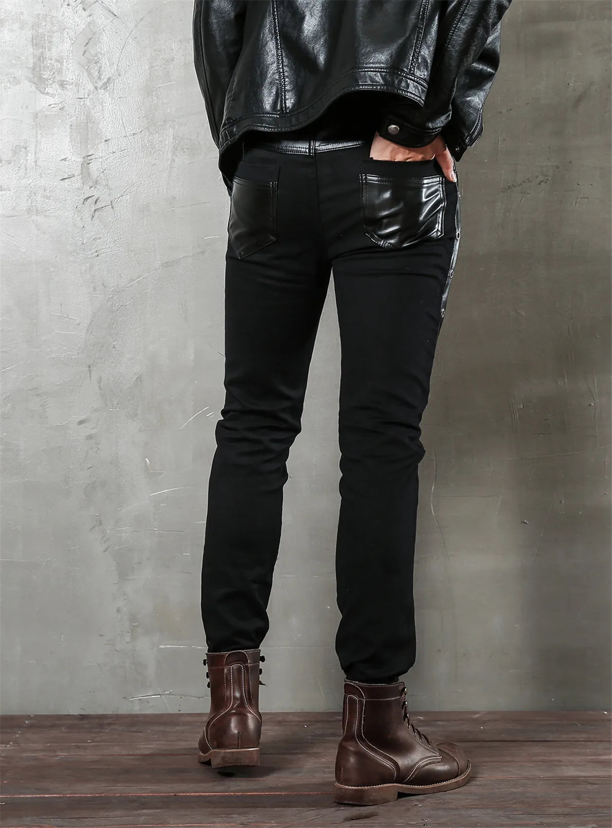 Men's Slim Fit Faux Leather Biker Pants for Night Club Dance and Casual Wear
