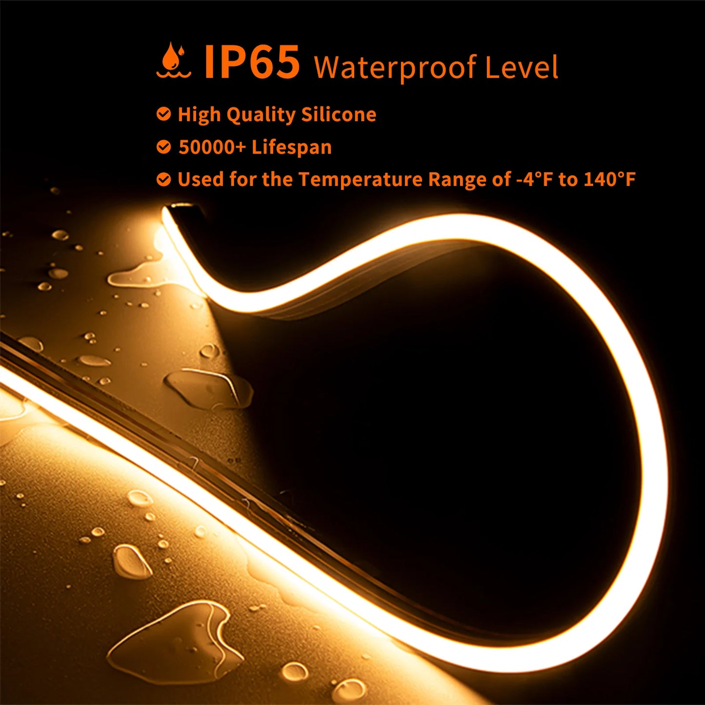 Outdoor Led Strip Lights 8M 16M 3000K-6500K IP67 Waterproof Tunable Lights RF Remote with 24V DC Dimmable Neon Rope Lights Decor