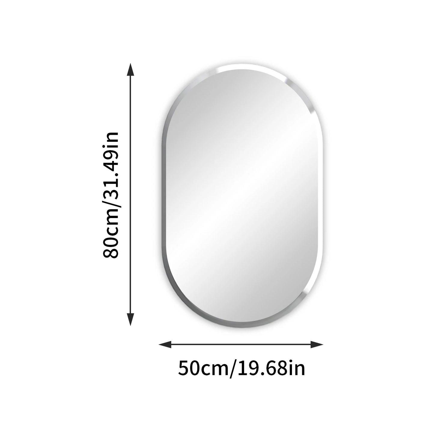 40-120CM Beveled Edge Frameless Unframed Bathroom Mirror with Hanging Fixings Vanity Mirror for Bathroom, Living Room Entryway