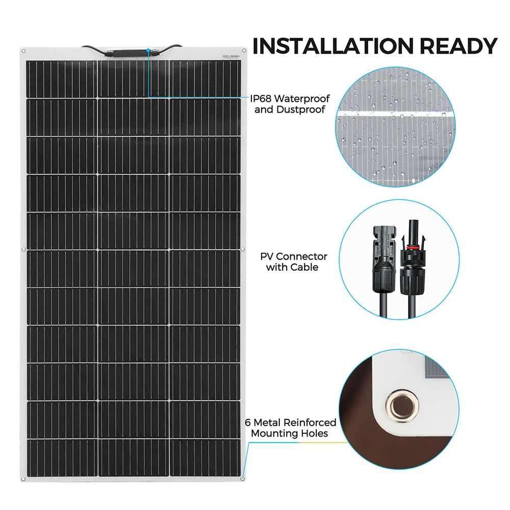 120W 12 Volt Flexible Monocrystalline Solar Panel for RVs Boats and Off-Grid Systems